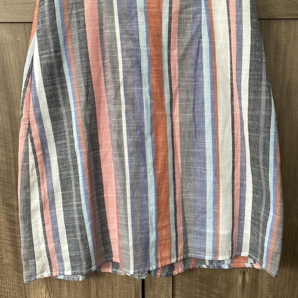 FRANCESCA’S Blue Rain Maya Button Down 100% Cotton Stripped Dress Size Small - Picture 12 of 16